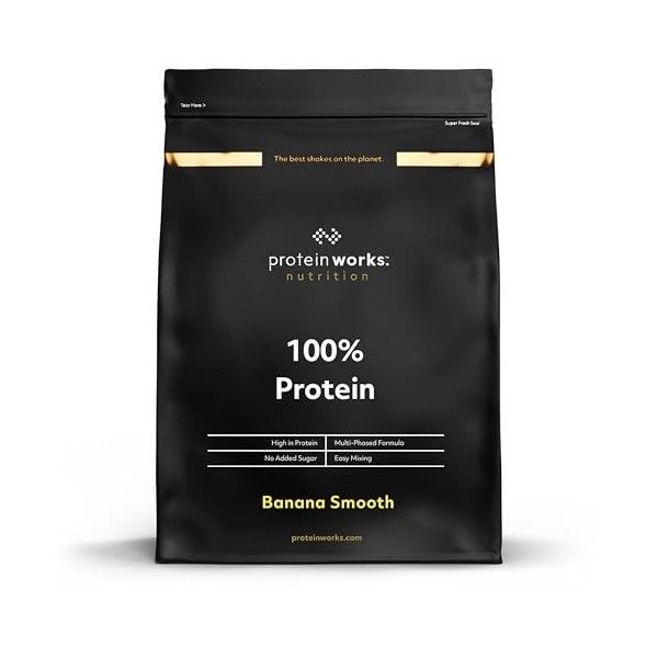Protein Works - 100% Protein Poudre, 100 Portions, Mélange Quadri-Protéines, Peptides de Glutamine, Formule Protéinée Propre,...