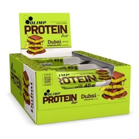 OLIMP Barre Protéinée Chocolat de Dubaï & Pistache – Pack 25 x 40 g – Snack Protéiné Gourmand Chocolat au lait Amaigrissemen...