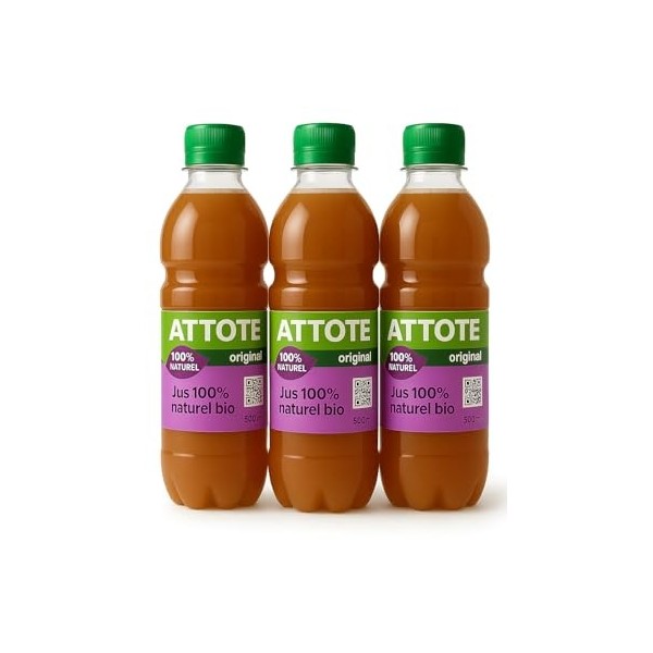 Attote Original, Boisson Naturelle aux Plantes, Lot de 3 x 500ml, Sans Sucre et Sans Additif, Fabriqué en France