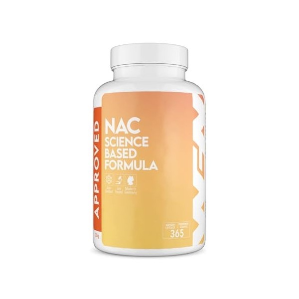 WFN Approved NAC N Acetyl Cysteine - 800 mg par gélule - 365 gélules - 12 mois dapprovisionnement - Hautement dosé, vegan, s