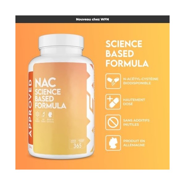 WFN Approved NAC N Acetyl Cysteine - 800 mg par gélule - 365 gélules - 12 mois dapprovisionnement - Hautement dosé, vegan, s