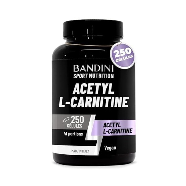Bandini® Acétyl-L-Carnitine 3000 mg par portion | L-Carnitine 250 gélules pour 41 jours | Complément hautement dosé pour un m