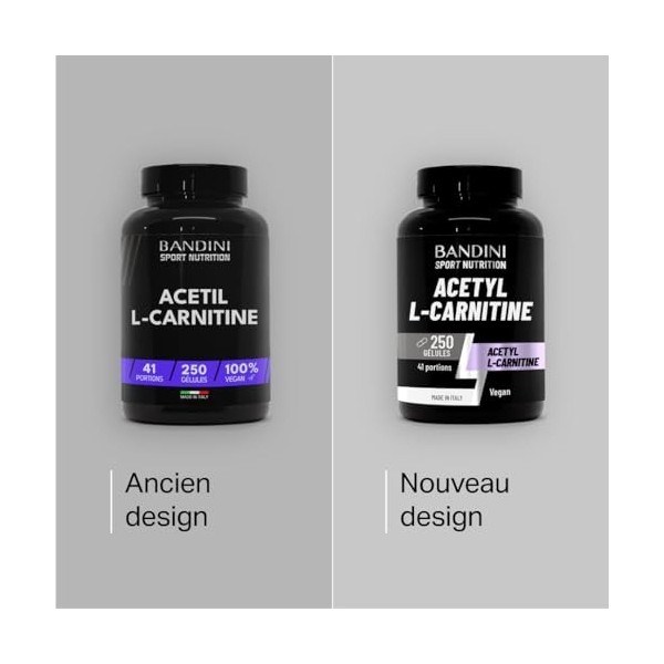 Bandini® Acétyl-L-Carnitine 3000 mg par portion | L-Carnitine 250 gélules pour 41 jours | Complément hautement dosé pour un m
