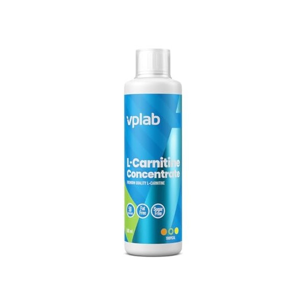 Vplab L-Carnitine Concentrate 500 ml Tropical, formule liquide L-carnitine pour lénergie, le métabolisme des graisses et les ...