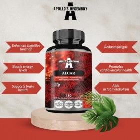 Acetyl L-Carnitine HCL 550 mg, ALCAR 150 gélules végétaliennes, supplément dacides aminés à haute teneur, soutient les fonct