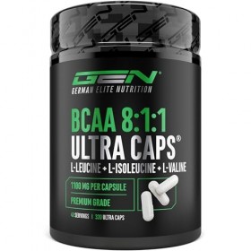 BCAA Ultra Caps 320 gélules - 1100 mg par Gélule - Extra hautement Dosé & Pur - Ratio 8:1:1 - L-Leucine, L-Isoleucine, L-Vali...