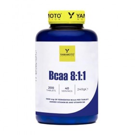 YAMAMOTO Nutrition, BCAA 8:1:1 200 Comprimés, Supplément Diététique dAcides Aminés à Chaînes Ramifiées avec Vitamine B1 et B ...