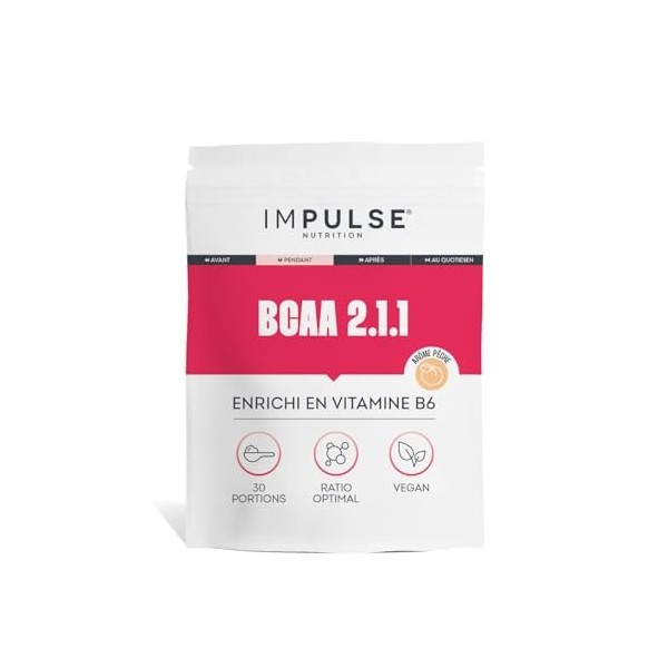 Impulse Nutrition - BCAA 2.1.1 Poudre poudre Citron - Leucine, Isoleucine, Valine + Vitamine B6 - Énergie, Récupération & End