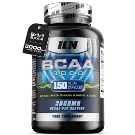 ILN – Gélules BCAA 3000 mg – Supplément d’acides aminés 2:1:1 150 gélules – Cure 1 mois – Gélules BCAA végétariennes