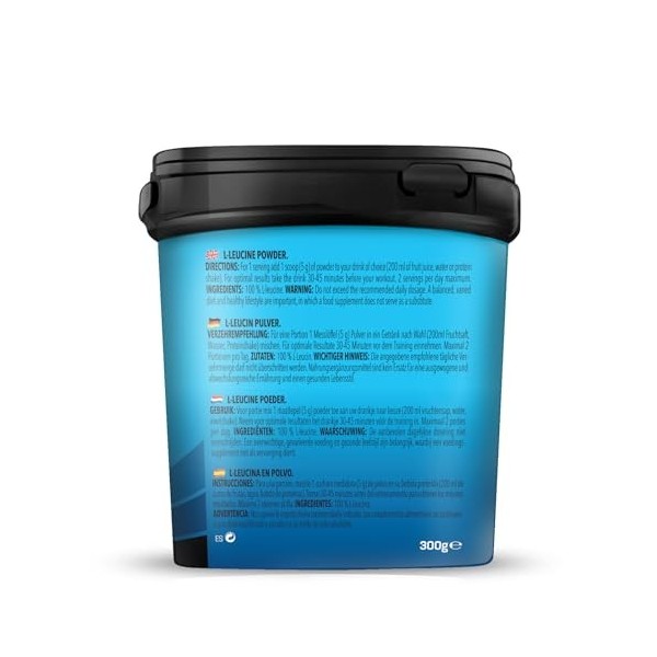 Bodylab24 L-leucine acide aminé essentiel 300g, poudre de L-leucine pure sans autres additifs, supplément en poudre pour lap