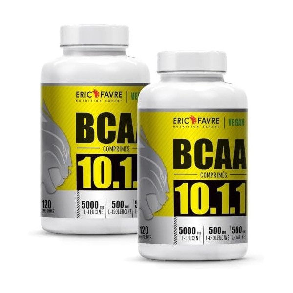 BCAA COMPRIMÉS 10.1.1 - Acides Aminés Musculation Vegan Hautement Dosés - Votre Allié Pour Des Entraînements Efficaces - Perf...