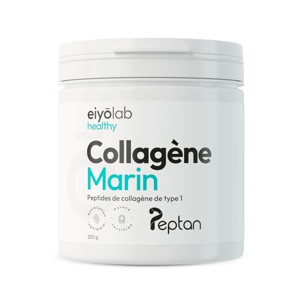 COLLAGÈNE MARIN Breveté en Poudre | 250 Grammes de Peptides de Collagène Purs de Type 1 | Peptan® | Articulations Souples, Pe