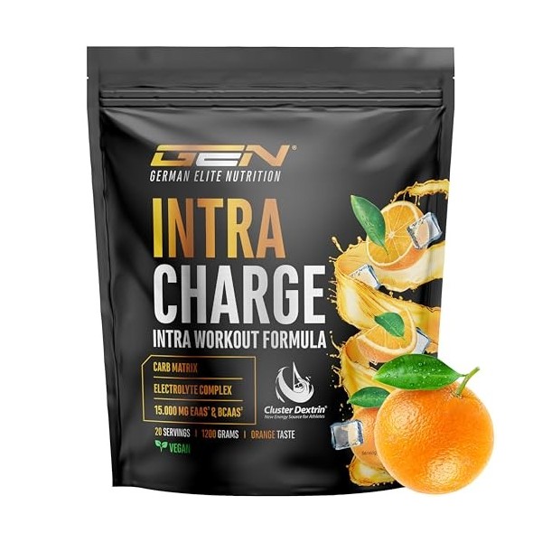 Intra Charge Workout Drink 1,2 kg - Complexe hautement dosé avec Cluster Dextrin®, 9 EAA et BCAA essentiels, L-glutamine, L-g