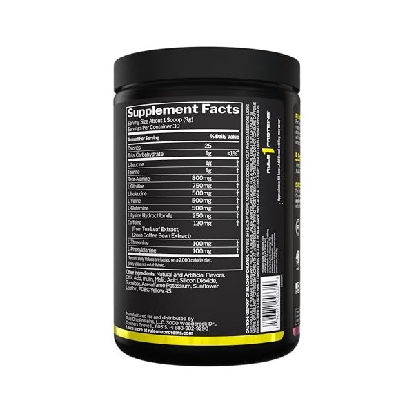 Rule One Energized Amino, Pineapple Passion Fruit - 270g BCAA