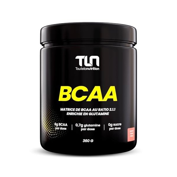 BCAA au ratio 2.1.1 enrichi en Glutamine | Leucine, Isoleucine, Valine et Vitamines B6 | Récupération et Construction Muscula
