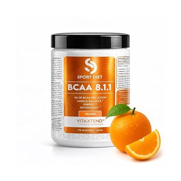 BCAA 8.1.1 VitaXtend – Acides Aminés Essentiels – Magnésium & Vitamines B6, C, D3, E – Récupération & Performance Musculaire ...