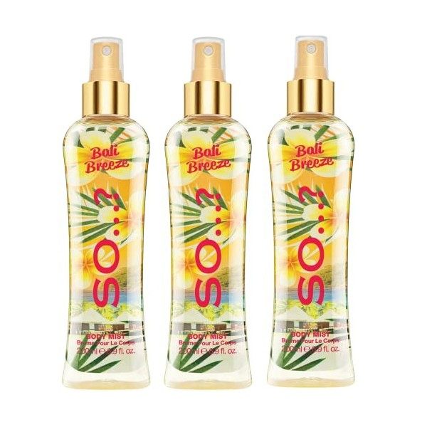 So…? Summer Escapes Bali Breeze Brume Corporelle Parfumée Pour Femme 200ml Lot de 3 