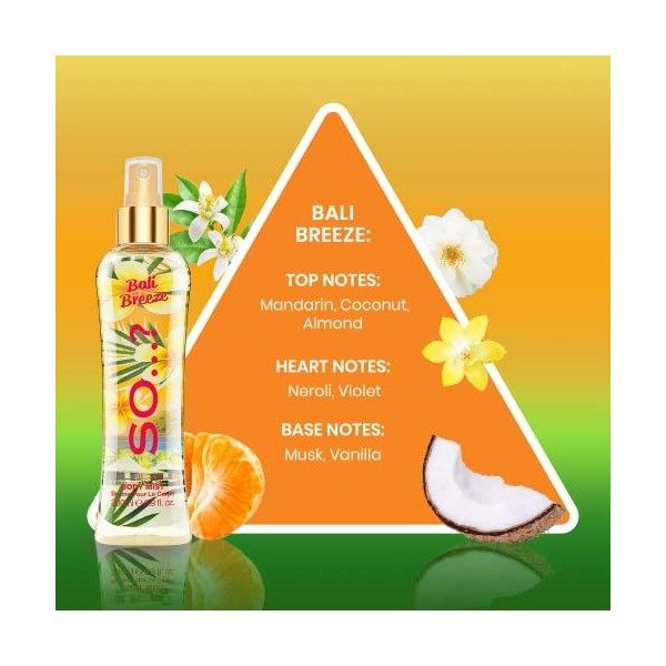 So…? Summer Escapes Bali Breeze Brume Corporelle Parfumée Pour Femme 200ml Lot de 3 