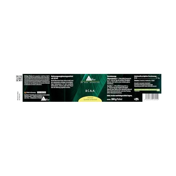 BCAA en poudre selon le Dr med. Michalzik sans additifs de BIOTIKON®