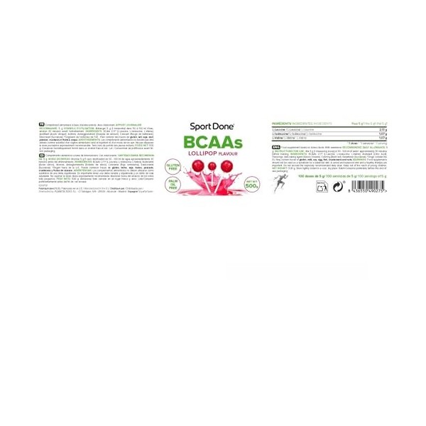 BCAAs Premium Acides Aminés 2:1:1 saveur Lollipop 500g SportDone