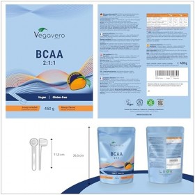 BCAA Poudre | Goût Mangue | Ratio 2:1:1 | 10g par Portion | Pre Workout Puissant | Testé en Laboratoire & Sans Additifs | 450