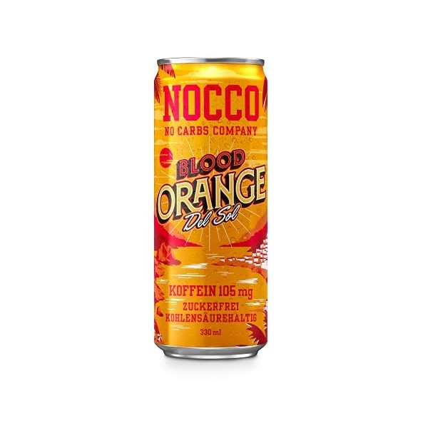 6 Dosen | NOCCO BCAA DRINK | Blood Orange 330 ml | BCAA | 105 mg Koffein | Energy Drink | Buxtrade