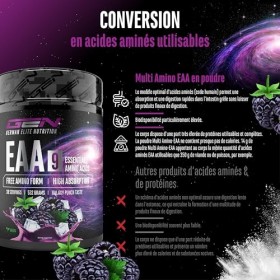 Poudre d’EAA 532 g 38 portions - Les 9 acides aminés essentiels incl. histidine & BCAA - Formule Human Code - Végane - Très