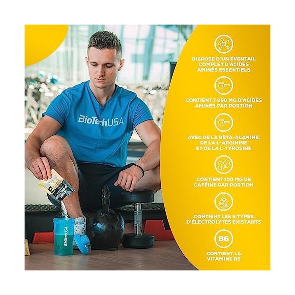 BioTechUSA Amino Energy Zero with Electrolytes | Pre-workout | 9 Acides Aminés Essentiels | Caféine | Sans sucre, sans gluten