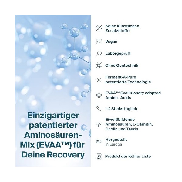 AMIN - Complexe dacides aminés brevetés EVAA avec BCAA et EAA | 30 bâtonnets pratiques, Tropical | Idéal pour le développeme