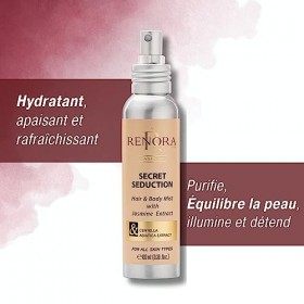 RENORA | Brume hydratante apaisante et rafraîchissante| Secret Seduction| Brume pour le visage, les cheveux et le corps| Puri