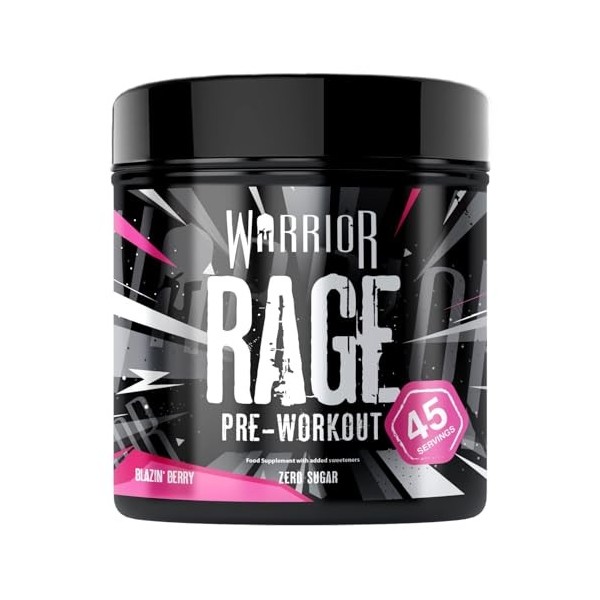 Poudre pré-entraînement Warrior Rage 392 g - Complément de boisson énergétique avec créatine, bêta-alanine, caféine et vitami...