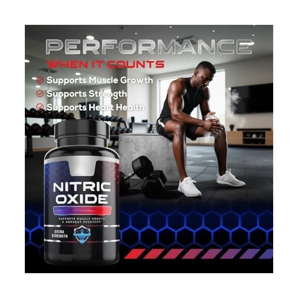 Capsules doxyde nitrique, soutient la santé musculaire et cardiaque, supplément énergétique