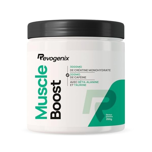 Muscle Boost | Pre-Workout avec Créatine, Caféine, Bêta-Alanine, Tyrosine & Taurine | Booster de Performances Musculaires | E