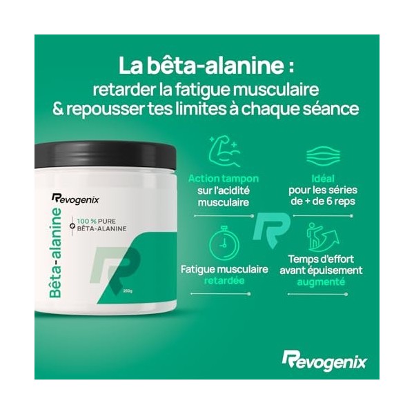 Bêta-Alanine | Poudre Pré-Workout 100% Pure | 83 Portions | Booster d’Entrainement | Force et Endurance | Contre les Crampes 