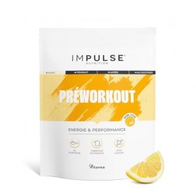 Impulse Nutrition - Preworkout poudre Citron 350g - Pre Workout avec Caféine 200mg, BCAA, Arginine, Citrulline, Acides Aminés