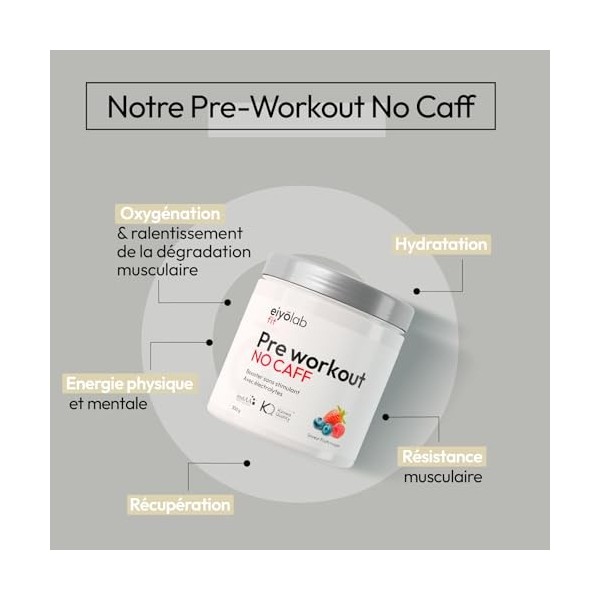 Pre Workout sans Caféine ni Créatine | Citrulline Kyowa et BCAA instantanés | Électrolytes pour Hydratation Optimale | L-Argi