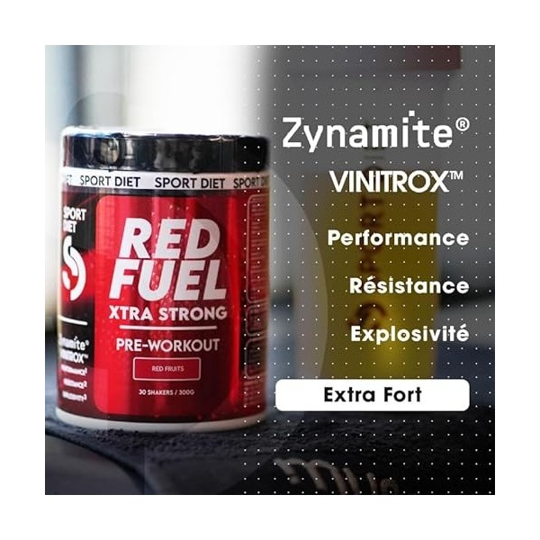 RED FUEL Pre-Workout - Pré-entraînement 300g - Performance, focus & réduction de la fatigue - Sans caféine - Actifs brevetés ...
