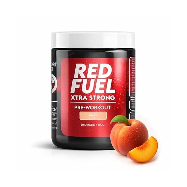 RED FUEL Pre-Workout - Pré-entraînement 300g - Performance, focus & réduction de la fatigue - Sans caféine - Actifs brevetés ...