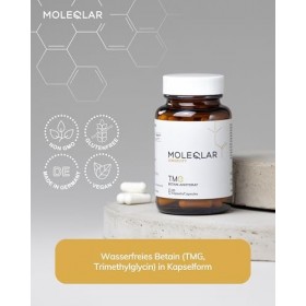 MoleQlar Bétaïne TMG 60 gélules – 500 mg triméthylglycine/capsule, haute pureté, végan, fabriqué en Europe