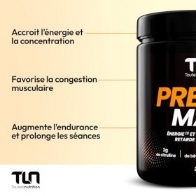 PREWO MAX | Pre-Workout avec Créatine, Caféine, Bêta-Alanine, Citrulline et Arginine | Énergie + Congestion Musculaire | Gins