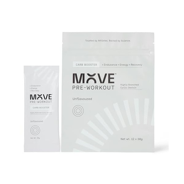 Move Pre-Workuout Poudre Carb Booster, 100 % dextrine cyclique hautement ramifiée, 12 sachets 12 x 30 g 