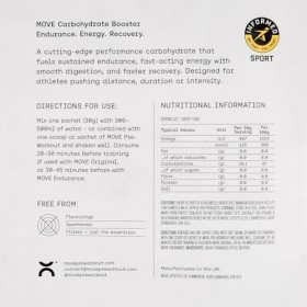 Move Pre-Workuout Poudre Carb Booster, 100 % dextrine cyclique hautement ramifiée, 12 sachets 12 x 30 g 