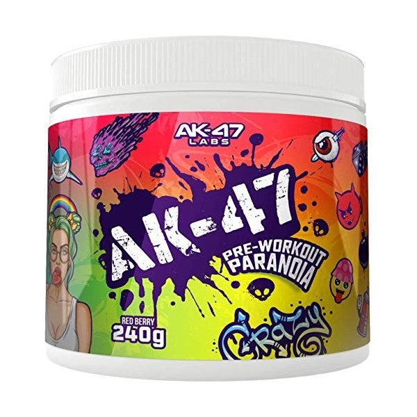 AK-47 Labs PARANOIA - Booster de pré-entraînement - Booster dentraînement - Fitness - Bodybuilding - 240 g mélange de fruit