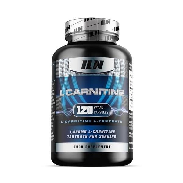 L-Carnitine Gélules – 1000 mg de L-Carnitine L-Tartrate par portion – Pour hommes et femmes – Végan – 120 gélules 2 mois Car...
