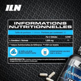 L-Carnitine Gélules – 1000 mg de L-Carnitine L-Tartrate par portion – Pour hommes et femmes – Végan – 120 gélules 2 mois Car...