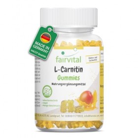 Fairvital | Gommes L-carnitine - 60 pièces - 1000mg par jour - Saveur mangue - Hautement dosées - 100% végétaliennes + sans s...