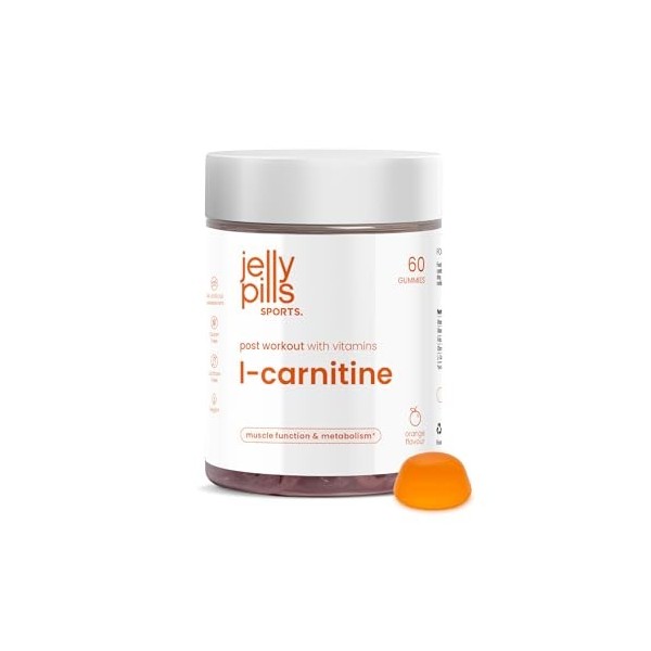 Jelly Pills Sports L-Carnitine – 60 gummies véganes – 400 mg de L-carnitine par portion – Métabolisme énergétique et fonction