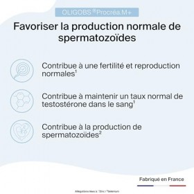 Oligobs Procréa.M+ fertilité homme | Reproduction, Testostérone, Antioxydants | Myo-Inositol, L-Carnitine, NAC, Ubiquinol, Zi