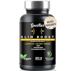 Boosties Slim Boost Minceur – L-Carnitine, Thé Vert, Chrome, Zinc, Vitamines B6 & B12 – Vegan – Support Glycémie, Énergie, Mé...