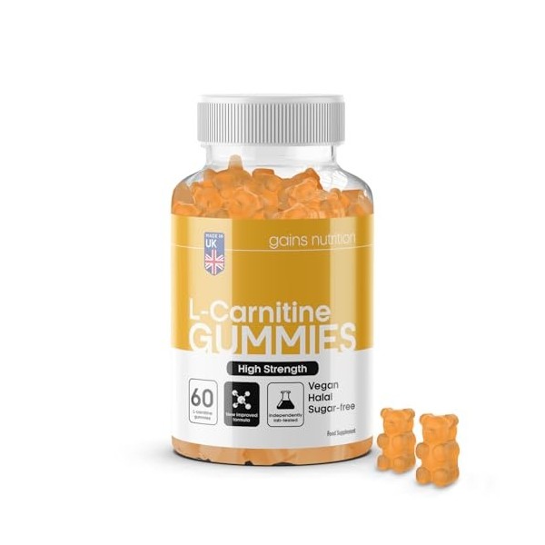 GN Acetyl L-Carnitine Gummies | 60 Gommes L Carnitine pour Hommes et Femmes – 1 000 mg Acétyl-L-Carnitine par portion avec As